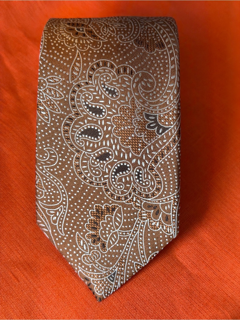 W.W. Chan & Sons Brown Paisley Silk Tie